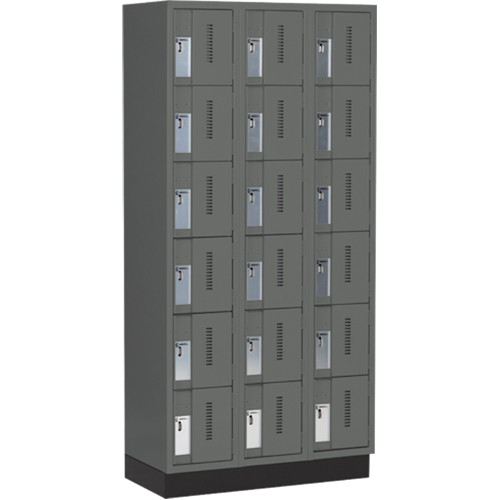 Concorde Heavy-Duty Lockers, 6 -tier, Bank of 3, 36" x 18" x 76", Steel, Charcoal, Welded (Assembled) WestPier