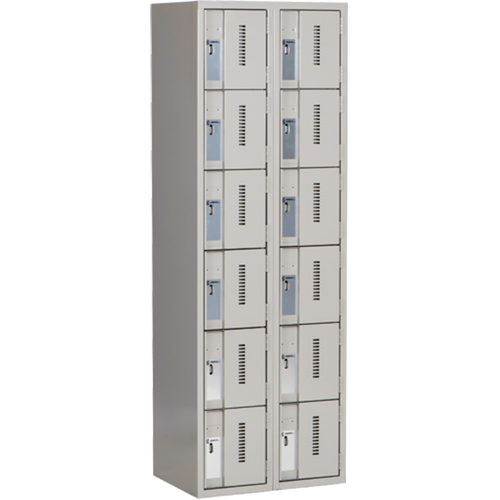 Concorde Heavy-Duty Lockers, 6 -tier, Bank of 2, 24" x 18" x 72", Steel, Grey, Welded (Assembled) WestPier