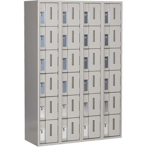 Concorde Heavy-Duty Lockers, 6 -tier, Bank of 4, 48" x 18" x 72", Steel, Grey, Welded (Assembled) WestPier
