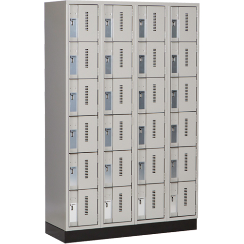 Concorde Heavy-Duty Lockers, 6 -tier, Bank of 4, 48" x 18" x 76", Steel, Grey, Welded (Assembled) WestPier