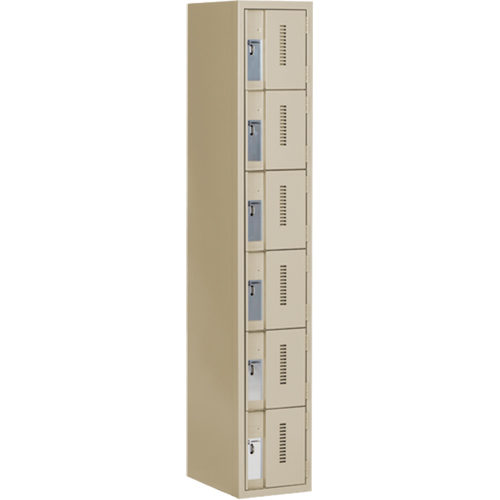 Concorde Heavy-Duty Lockers, 6 -tier, 12" x 18" x 72", Steel, Beige, Welded (Assembled) WestPier
