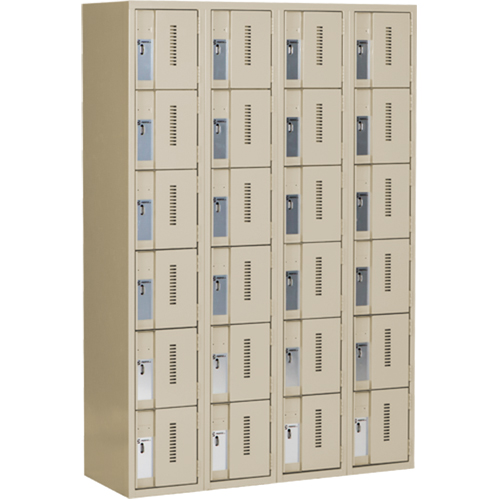 Concorde Heavy-Duty Lockers, 6 -tier, Bank of 4, 48" x 18" x 72", Steel, Beige, Welded (Assembled) WestPier