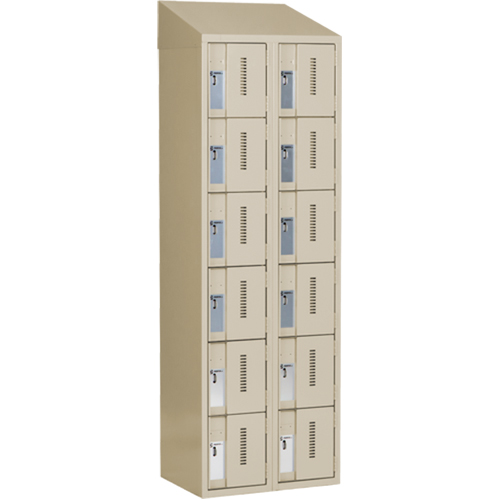 Concorde Heavy-Duty Lockers, 6 -tier, Bank of 2, 24" x 18" x 78", Steel, Beige, Welded (Assembled) WestPier