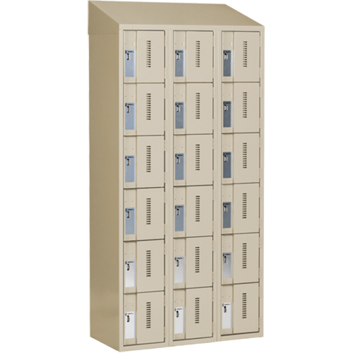 Concorde Heavy-Duty Lockers, 6 -tier, Bank of 3, 36" x 18" x 78", Steel, Beige, Welded (Assembled) WestPier