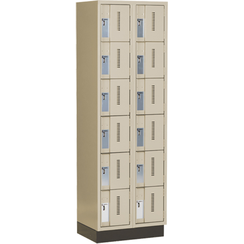 Concorde Heavy-Duty Lockers, 6 -tier, Bank of 2, 24" x 18" x 76", Steel, Beige, Welded (Assembled) WestPier