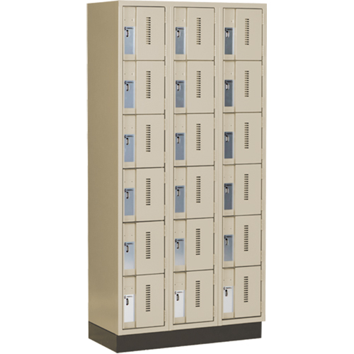 Concorde Heavy-Duty Lockers, 6 -tier, Bank of 3, 36" x 18" x 76", Steel, Beige, Welded (Assembled) WestPier