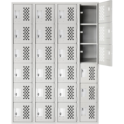 Clean Line Lockerettes, 6 -tier, Bank of 4, 18" x 72" x 12", Steel WestPier