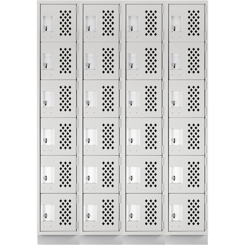 Assembled Clean Line Perforated Economy Lockers, 6 -tier, Bank of 4, 18" x 72" x 12", Steel WestPier