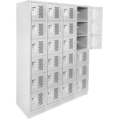 Assembled Clean Line Perforated Economy Lockers, 6 -tier, Bank of 4, 18" x 72" x 12", Steel WestPier