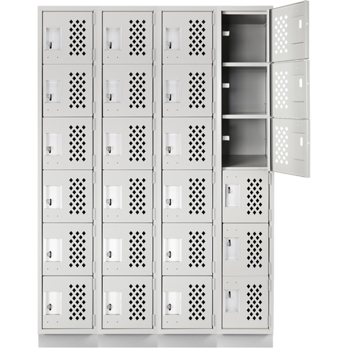 Assembled Clean Line Perforated Economy Lockers, 6 -tier, Bank of 4, 18" x 72" x 12", Steel WestPier