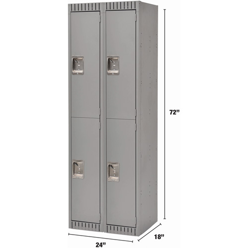 Casiers, 2 niveaux, Bloc de 2, 24" x 18" x 72", Acier, Gris, Rivet (assembl&eacute;) WestPier