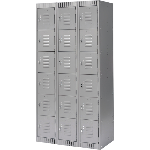 Casiers, 6 niveaux, Bloc de 3, 36" x 18" x 72", Acier, Gris, D&eacute;mont&eacute; WestPier