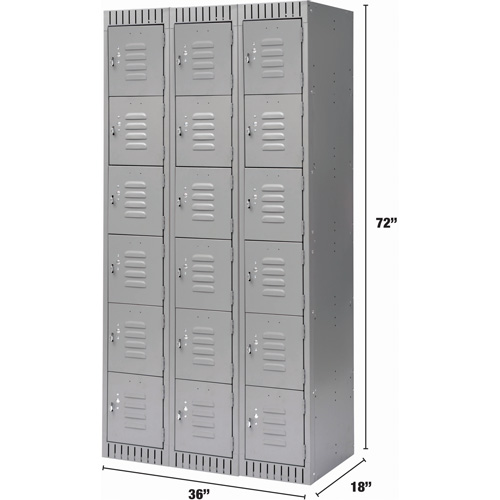 Casiers, 6 niveaux, Bloc de 3, 36" x 18" x 72", Acier, Gris, D&eacute;mont&eacute; WestPier
