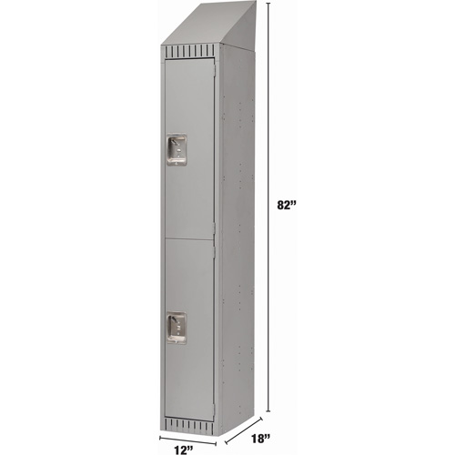 Lockers, 2 -tier, 12" x 18" x 82", Steel, Grey, Knocked Down WestPier