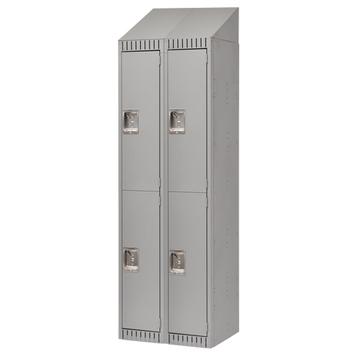 Lockers, 2 -tier, Bank of 2, 24" x 18" x 82", Steel, Grey, Knocked Down WestPier