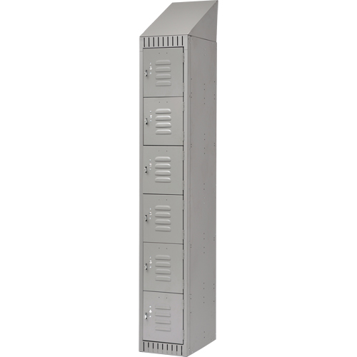Lockers, 6 -tier, 12" x 18" x 82", Steel, Grey, Knocked Down WestPier