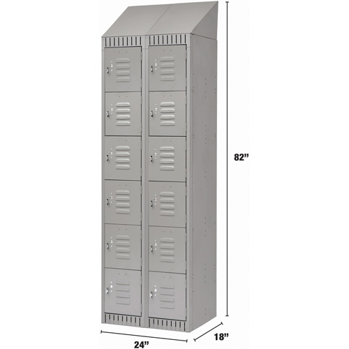 Casiers, 6 niveaux, Bloc de 2, 24" x 18" x 82", Acier, Gris, D&eacute;mont&eacute; WestPier