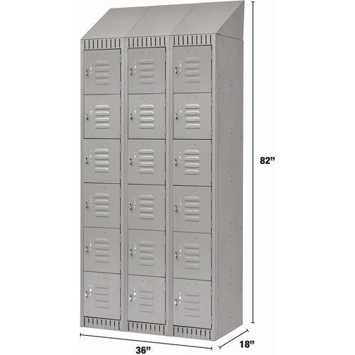 Casiers, 6 niveaux, Bloc de 3, 36" x 18" x 82", Acier, Gris, D&eacute;mont&eacute; WestPier