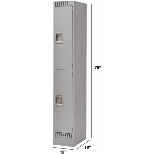 Lockers, 2 -tier, 12" x 18" x 76", Steel, Grey, Knocked Down WestPier