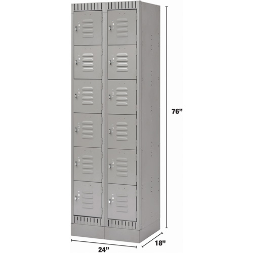 Casiers, 6 niveaux, Bloc de 2, 24" x 18" x 76", Acier, Gris, D&eacute;mont&eacute; WestPier