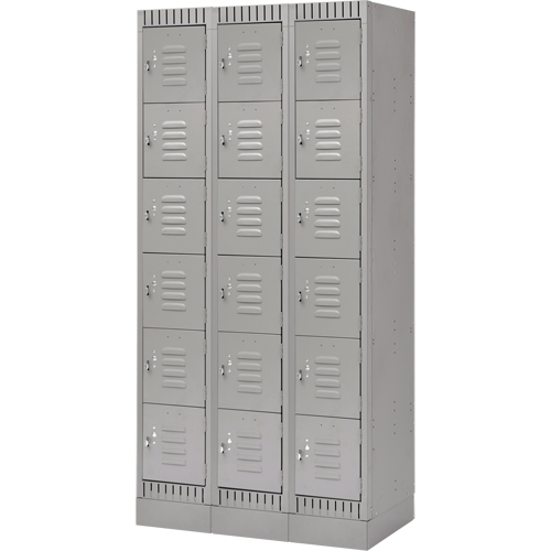 Casiers, 6 niveaux, Bloc de 3, 36" x 18" x 76", Acier, Gris, D&eacute;mont&eacute; WestPier