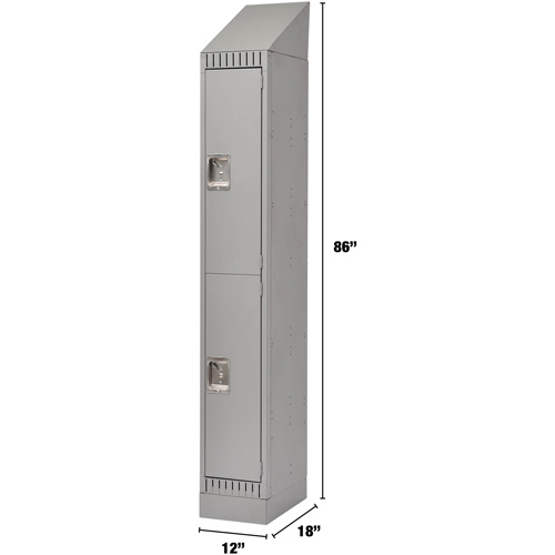 Lockers, 2 -tier, 12" x 18" x 86", Steel, Grey, Knocked Down WestPier