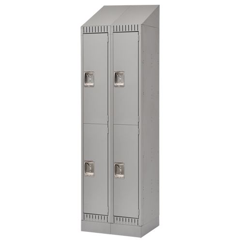 Assembled Lockers, 2 -tier, Bank of 2, 24" x 18" x 72", Steel, Grey, Rivet (Assembled) WestPier