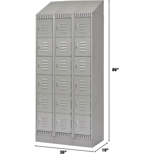 Lockers, 6 -tier, Bank of 3, 36" x 18" x 86", Steel, Grey, Knocked Down WestPier