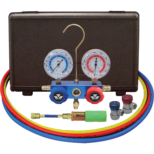 Automotive Manifold Gauge Set with Mini Dye Injector & Manual Couplers WestPier