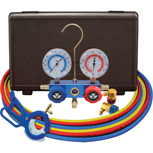 Dual Manifold Gauge Set with 3-in-1 Side Mount Can Tap Valve WestPier