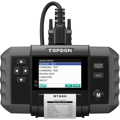 Testeur de batterie 12?V et de syst&egrave;mes 12?V/24?V BT600 avec imprimante int&eacute;gr&eacute;e WestPier