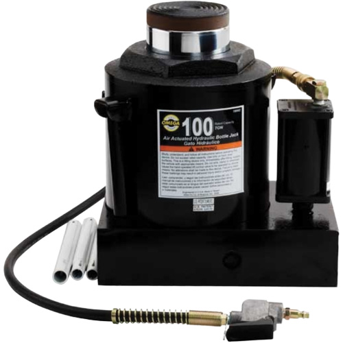 Air Actuated Bottle Jack, 100 Ton(s), Air Hydraulic/Manual Hydraulic, 17-22/25" Raised Height WestPier
