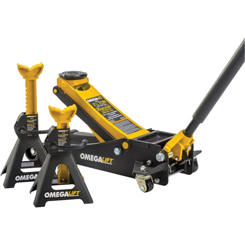 Magic Lift Service Jack & Jack Stands Combo Set, 3 Ton(s)/2.5 Ton(s) Capacity, 3-7/20" Lowered, 19-3/10" Raised, Manual Hydraulic WestPier