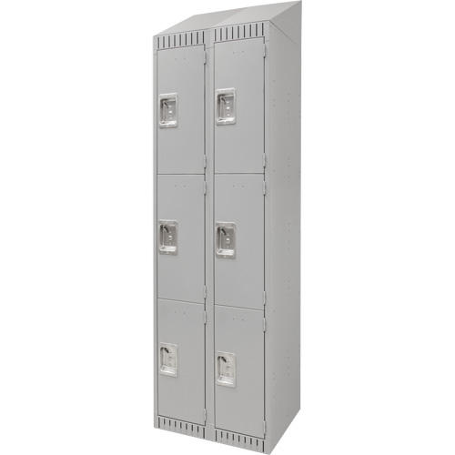 Lockers, 3 -tier, Bank of 2, 24" x 18" x 82", Steel, Grey, Knocked Down WestPier