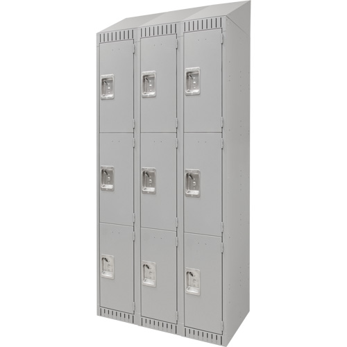 Lockers, 3 -tier, Bank of 3, 36" x 18" x 82", Steel, Grey, Knocked Down WestPier