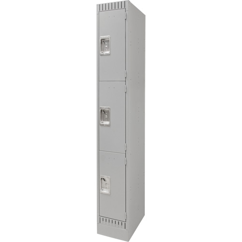 Lockers, 3 -tier, 12" x 18" x 76", Steel, Grey, Knocked Down WestPier