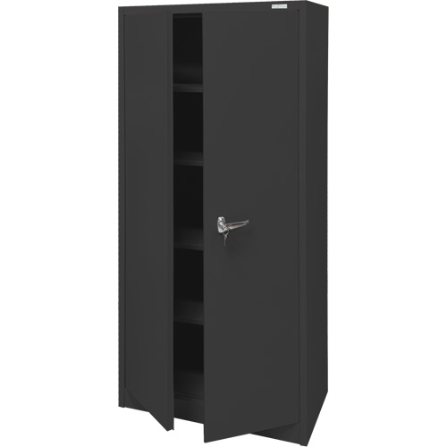 Armoire d'entreposage, Acier, 4 Tablettes, 66" h x 30" la x 15" P, Noir WestPier