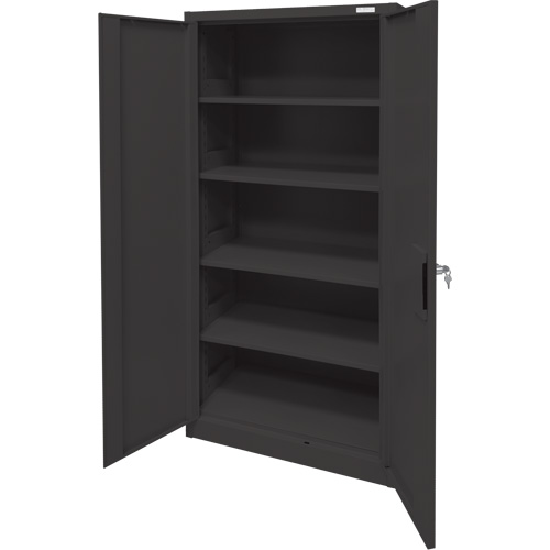 Armoire d'entreposage, Acier, 4 Tablettes, 78" h x 36" la x 24" P, Noir WestPier