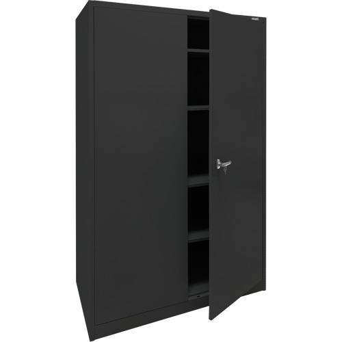 Armoire d'entreposage, Acier, 4 Tablettes, 78" h x 48" la x 24" P, Noir WestPier