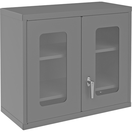 Armoire de rangement murale avec portes transparentes, 26-15/16" h x 29-7/8" la x 13-11/16" p, 2 tablettes, Acier, Gris WestPier