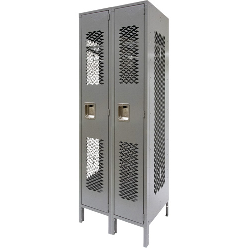Casiers ventil&eacute;s, Bloc de 2, 24" x 18" x 78", Acier, Gris, D&eacute;mont&eacute;, Perfor&eacute; WestPier