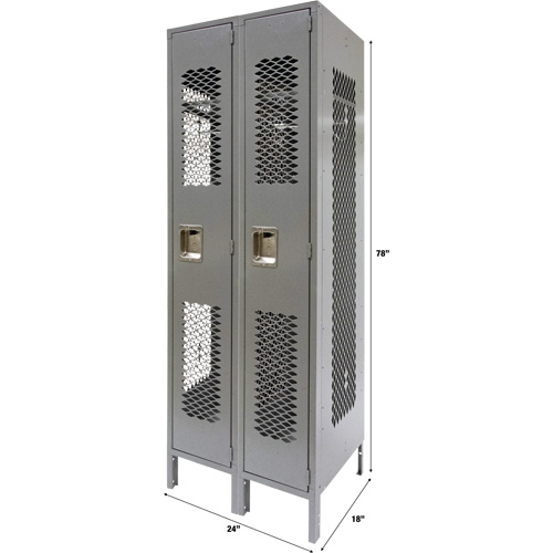 Casiers ventil&eacute;s, Bloc de 2, 24" x 18" x 78", Acier, Gris, D&eacute;mont&eacute;, Perfor&eacute; WestPier