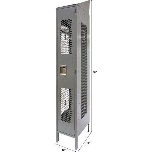Vented Lockers, 12" x 18" x 88", Steel, Grey, Knocked Down, Perforated WestPier