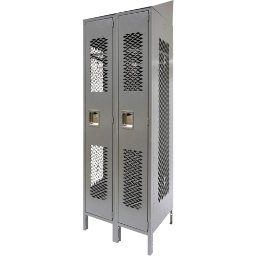 Vented Lockers, Bank of 2, 24" x 18" x 88", Steel, Grey, Knocked Down, Perforated WestPier