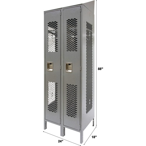 Vented Lockers, Bank of 2, 24" x 18" x 88", Steel, Grey, Knocked Down, Perforated WestPier