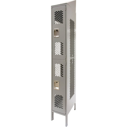 Vented Lockers, 2 -tier, 12" x 18" x 88", Steel, Grey, Knocked Down, Perforated WestPier