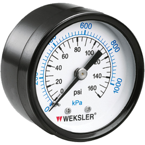 Dry Pressure Gauge, 1-1/2" , 0 - 160 psi, Back Mount, Analogue WestPier