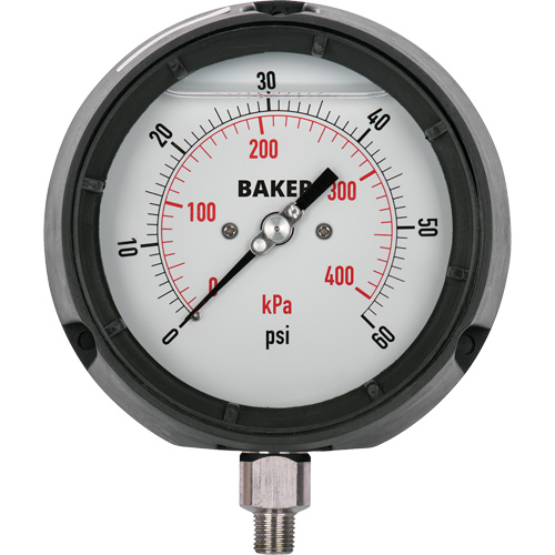 Pressure Gauge, 4-1/2" , 30" 0 Hg Vac., Bottom Mount, Liquid Filled Analogue WestPier