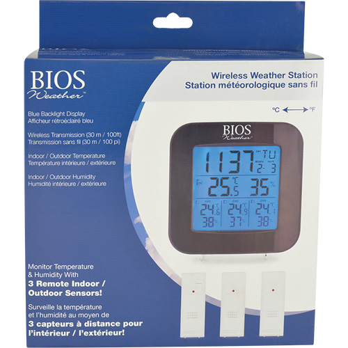Wireless Weather Station with 3 Sensors, Non-Contact, Digital, 40-158°F (-40-70°C) WestPier