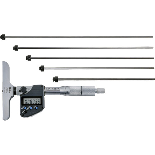 Microm&egrave;tre de profondeur num&eacute;rique avec tiges interchangeables, 0" - 12" (0 mm - 304.8 mm) gamme de mesure, R&eacute;solution de 0,00005" (0,001 mm) WestPier
